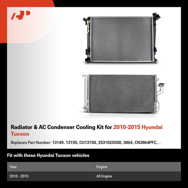 Radiator & AC Condenser Cooling Kit for 2010-2015 Hyundai Tucson
