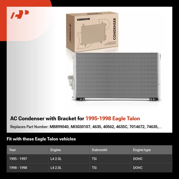 AC Condenser with Bracket for 1995-1998 Eagle Talon