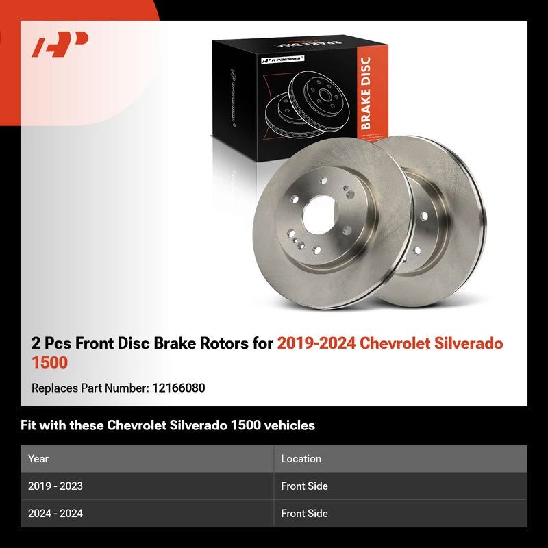 2 Pcs Front Disc Brake Rotors for 2019-2024 Chevrolet Silverado 1500