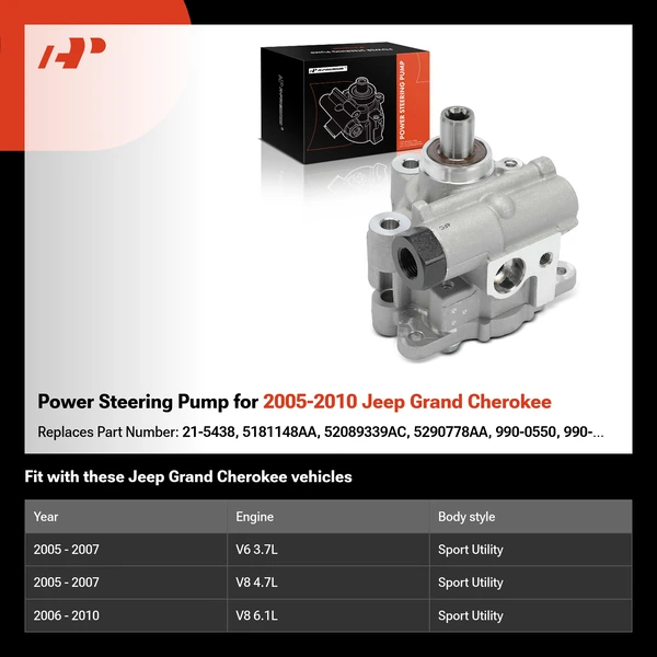 Power Steering Pump for 2005-2010 Jeep Grand Cherokee