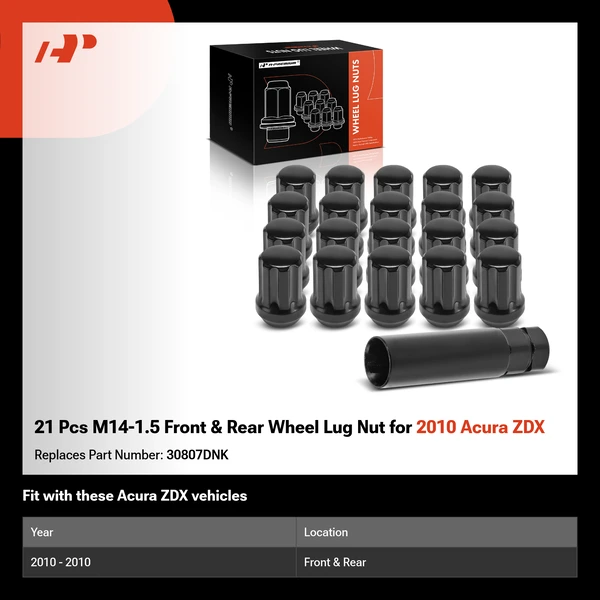 21 Pcs M14-1.5 Front & Rear Wheel Lug Nut for 2010 Acura ZDX
