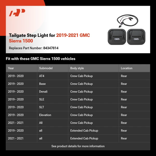 Tailgate Step Light for 2019-2021 GMC Sierra 1500