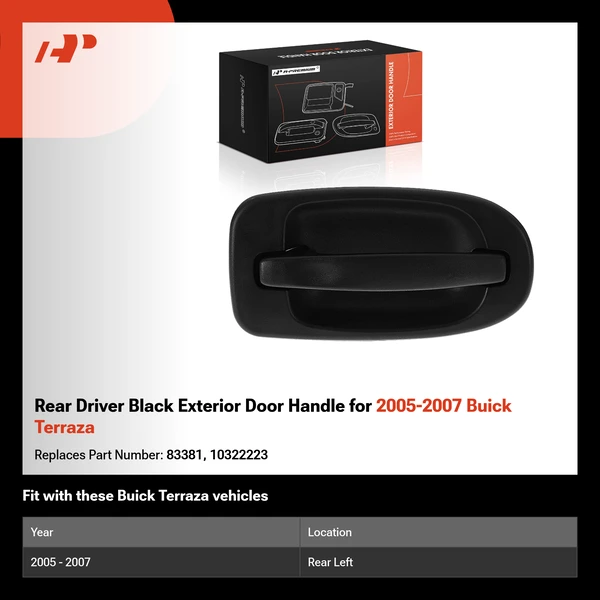 Rear Driver Black Exterior Door Handle for 2005-2007 Buick Terraza