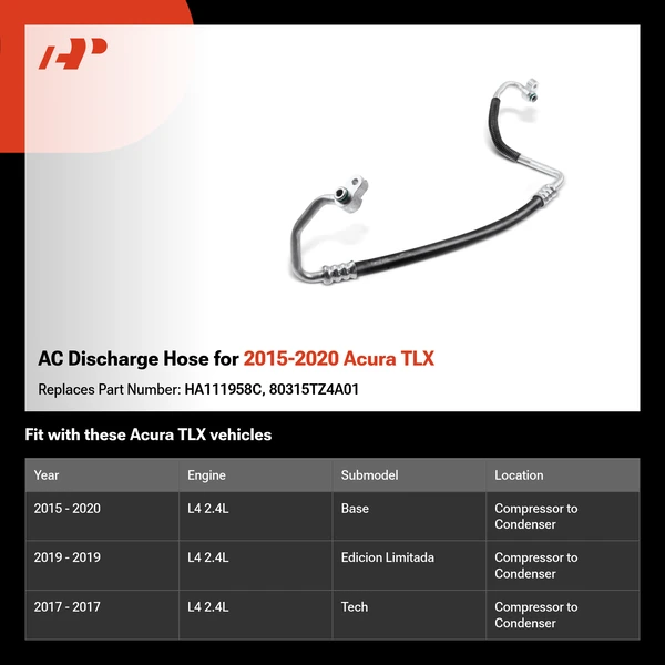 AC Discharge Hose for 2015-2020 Acura TLX