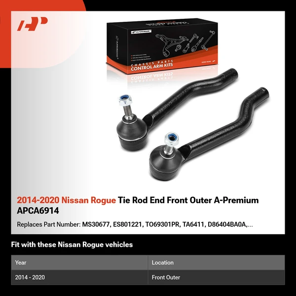 2014-2020 Nissan Rogue Tie Rod End Front Outer A-Premium APCA6914