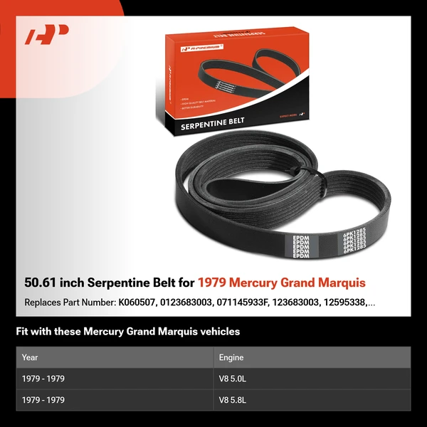 50.61 inch Serpentine Belt for 1979 Mercury Grand Marquis