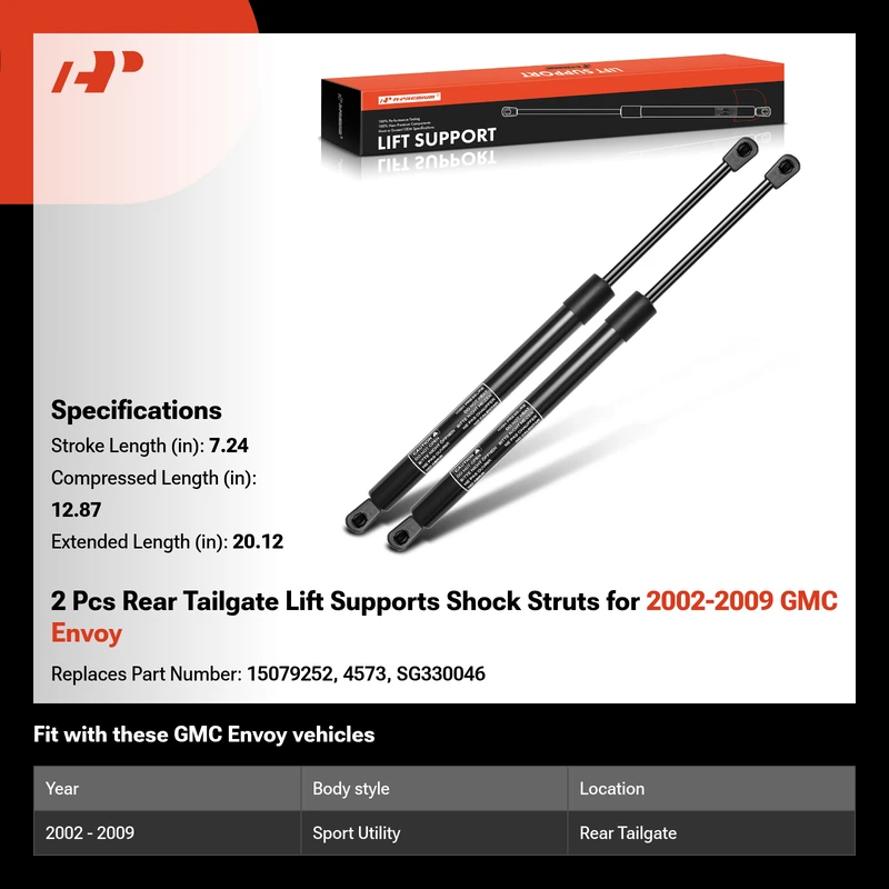 2 Pcs Rear Tailgate Lift Supports Shock Struts for 2002-2009 GMC Envoy