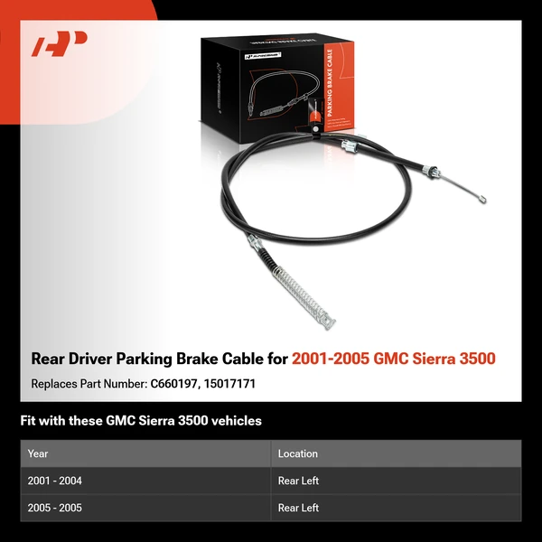 Rear Driver Parking Brake Cable for 2001-2005 GMC Sierra 3500