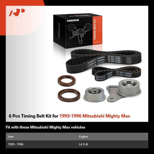 6 Pcs Timing Belt Kit for 1993-1996 Mitsubishi Mighty Max