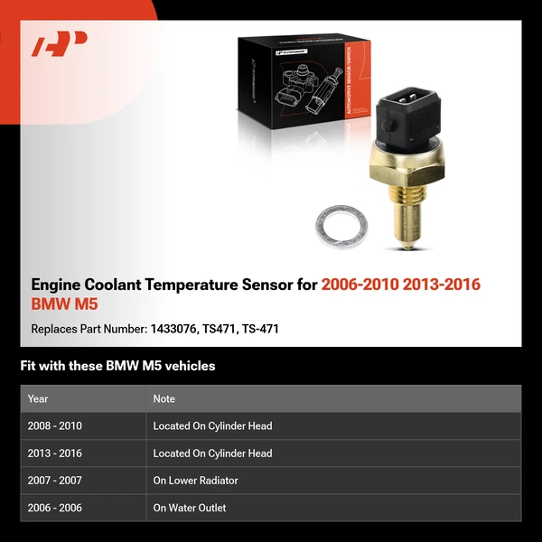 Engine Coolant Temperature Sensor for 2006-2010 2013-2016 BMW M5
