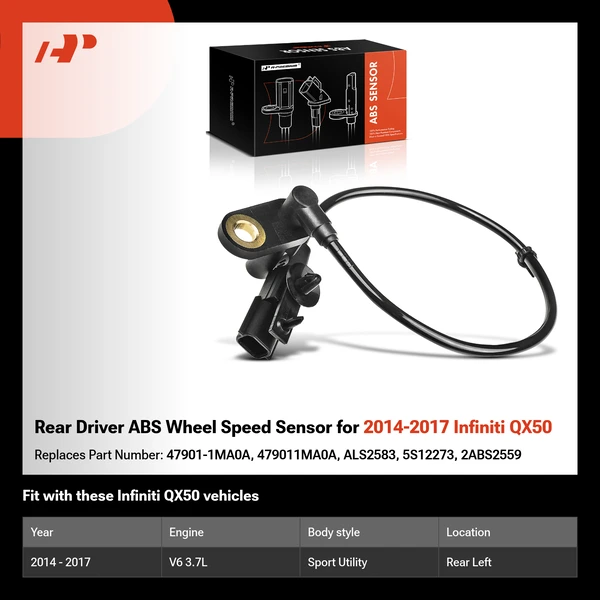Rear Driver ABS Wheel Speed Sensor for 2014-2017 Infiniti QX50