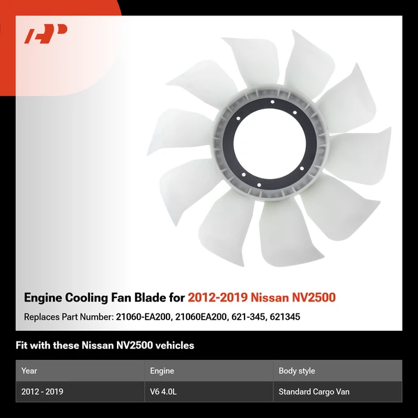 Engine Cooling Fan Blade for 2012-2019 Nissan NV2500