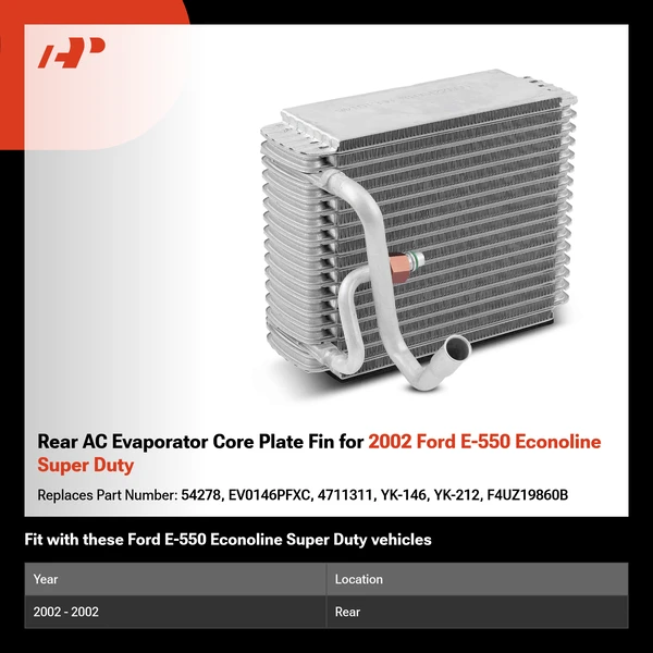 Rear AC Evaporator Core Plate Fin for 2002 Ford E-550 Econoline Super Duty