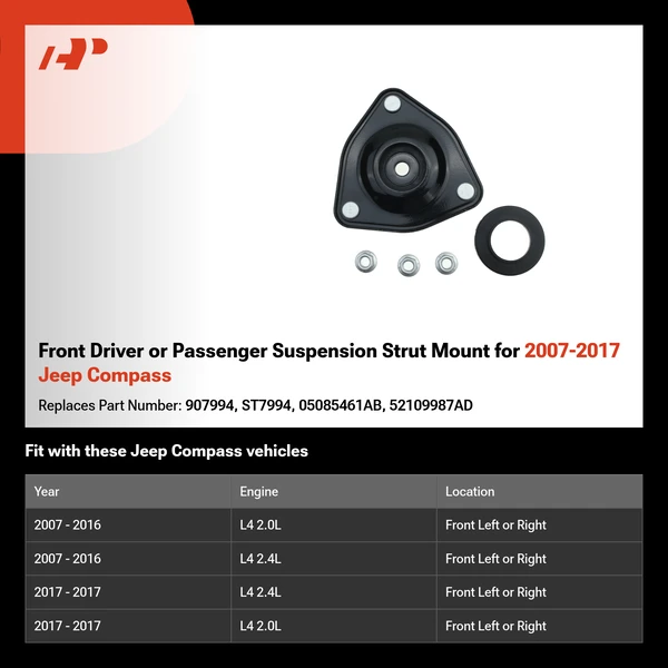 Front Driver or Passenger Suspension Strut Mount for 2007-2017 Jeep Compass