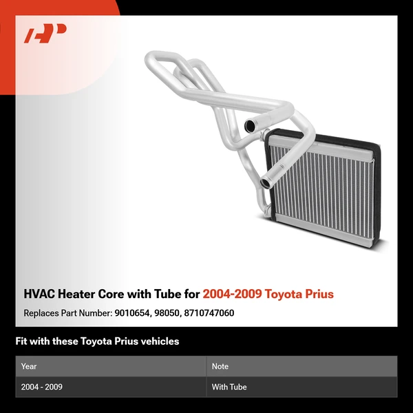 HVAC Heater Core with Tube for 2004-2009 Toyota Prius