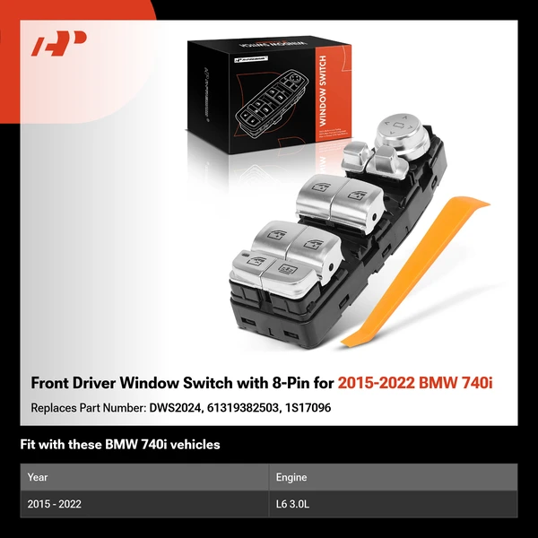 Front Driver Window Switch with 8-Pin for 2015-2022 BMW 740i