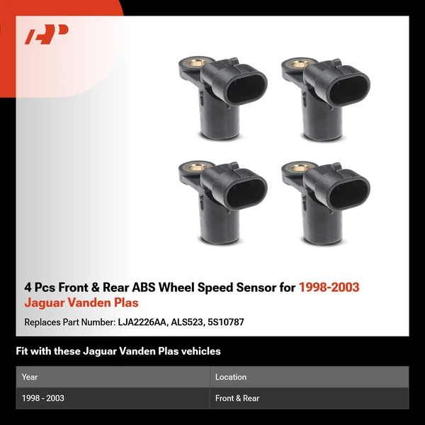 4 Pcs Front & Rear ABS Wheel Speed Sensor for 1998-2003 Jaguar Vanden Plas