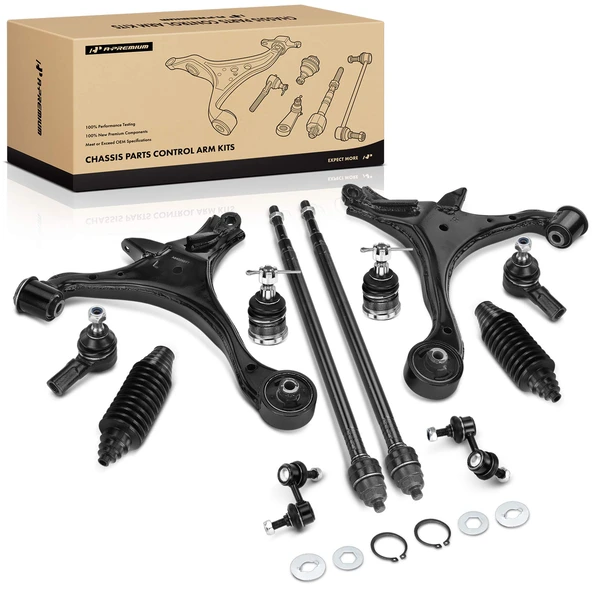 A Set of 12 Control Arm Ball Joint Tie Rod and Sway Bar Link Kit Front Side A-Premium APCA3296