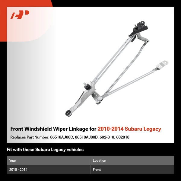 Front Windshield Wiper Linkage for 2010-2014 Subaru Legacy