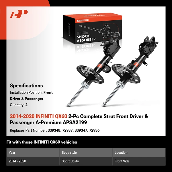 2014-2020 INFINITI QX60 2-Pc Complete Strut Front Driver & Passenger A-Premium APSA2199