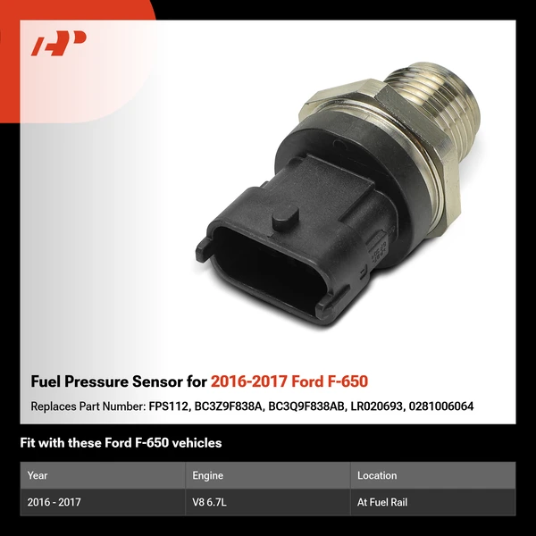 Fuel Pressure Sensor for 2016-2017 Ford F-650