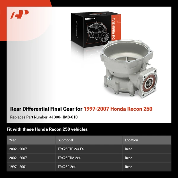 Rear Differential Final Gear for 1997-2007 Honda Recon 250