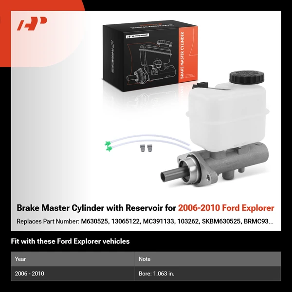 Brake Master Cylinder with Reservoir for 2006-2010 Ford Explorer