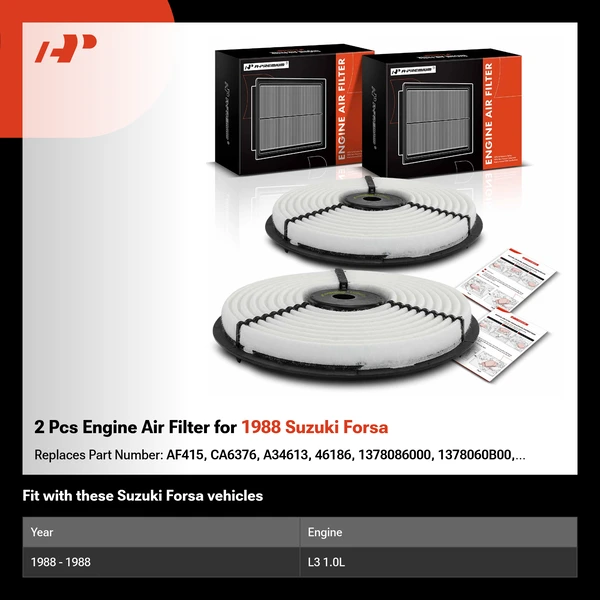 2 Pcs Engine Air Filter for 1988 Suzuki Forsa