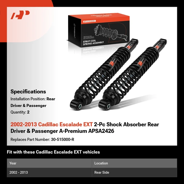 2002-2013 Cadillac Escalade EXT 2-Pc Shock Absorber Rear Driver & Passenger A-Premium APSA2426