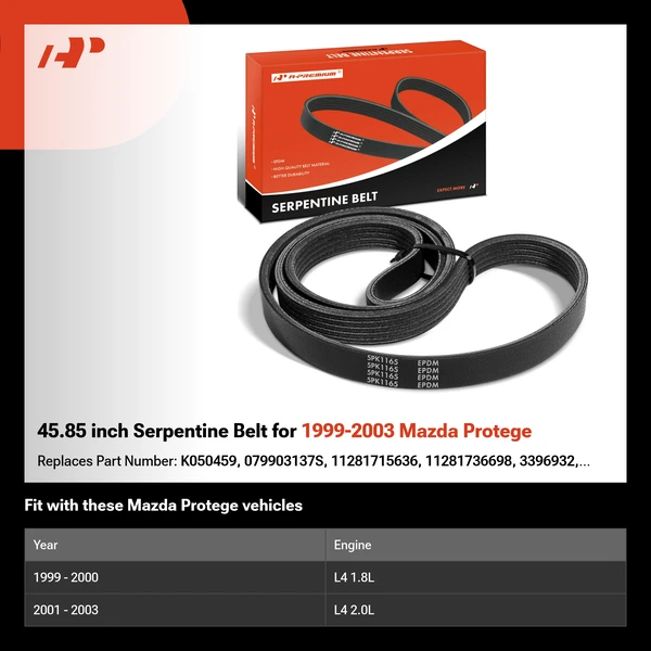 45.85 inch Serpentine Belt for 1999-2003 Mazda Protege