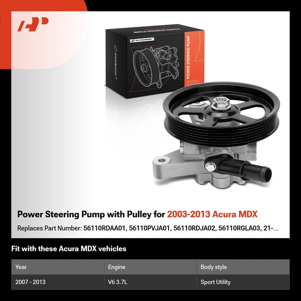 Power Steering Pump with Pulley for 2003-2013 Acura MDX