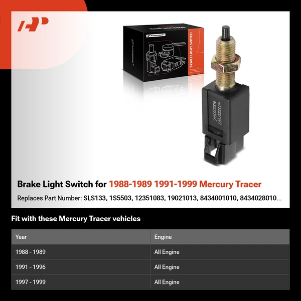 Brake Light Switch for 1988-1989 1991-1999 Mercury Tracer