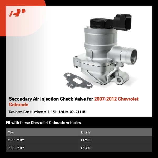 Secondary Air Injection Check Valve for 2007-2012 Chevrolet Colorado