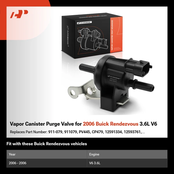 Vapor Canister Purge Valve for 2006 Buick Rendezvous 3.6L V6