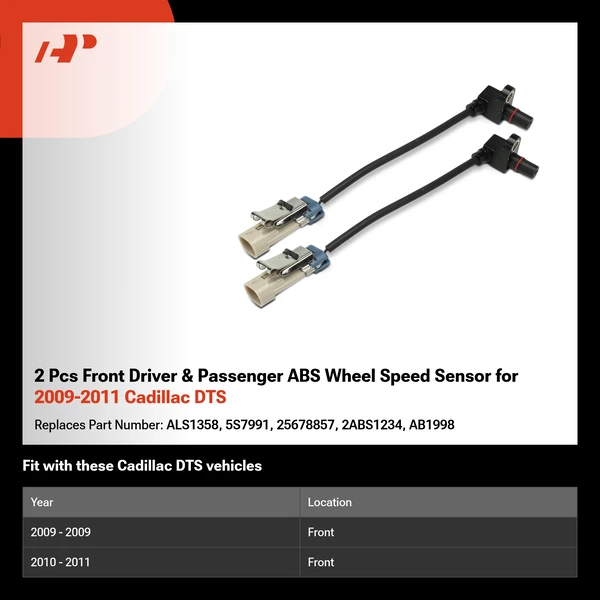 2 Pcs Front Driver & Passenger ABS Wheel Speed Sensor for 2009-2011 Cadillac DTS