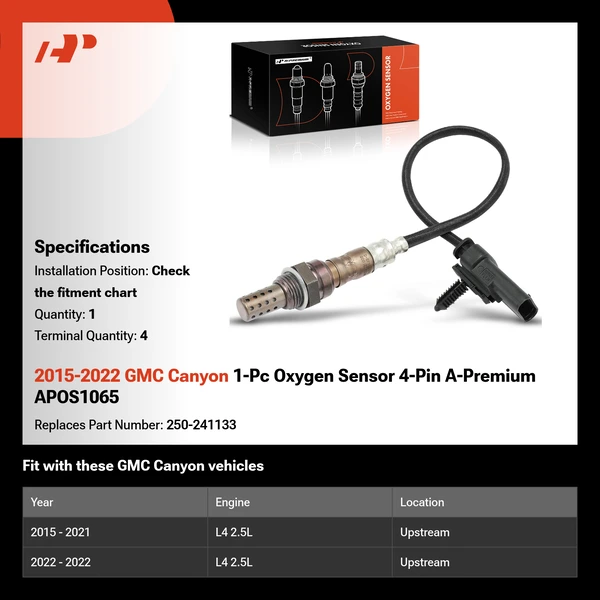 2015-2022 GMC Canyon 1-Pc Oxygen Sensor 4-Pin A-Premium APOS1065