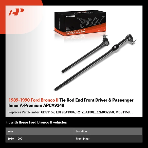 1989-1990 Ford Bronco II Tie Rod End Front Driver & Passenger Inner A-Premium APCA9348