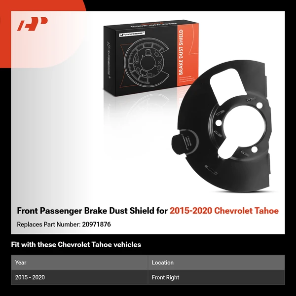 Front Passenger Brake Dust Shield for 2015-2020 Chevrolet Tahoe