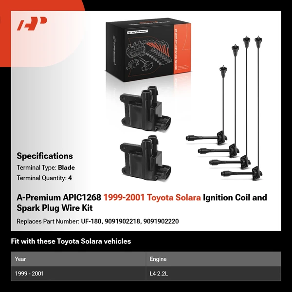 A-Premium APIC1268 1999-2001 Toyota Solara Ignition Coil and Spark Plug Wire Kit