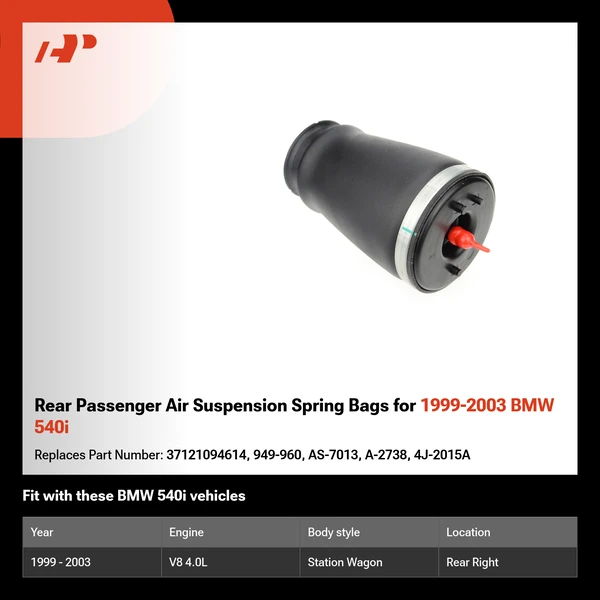 Rear Passenger Air Suspension Spring Bags for 1999-2003 BMW 540i