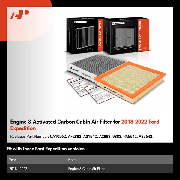Engine & Activated Carbon Cabin Air Filter for 2018-2022 Ford Expedition