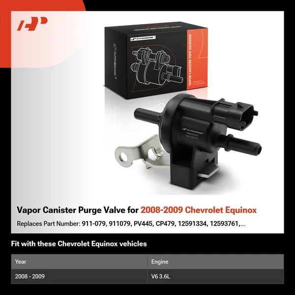 Vapor Canister Purge Valve for 2008-2009 Chevrolet Equinox