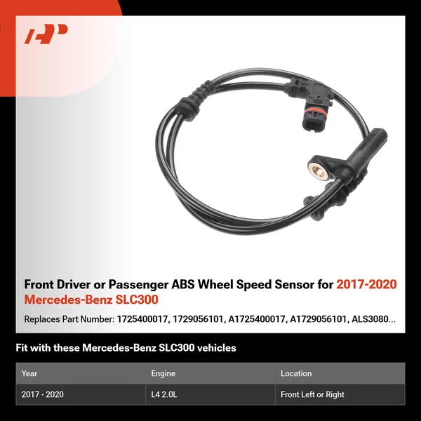 Front Driver or Passenger ABS Wheel Speed Sensor for 2017-2020 Mercedes-Benz SLC300