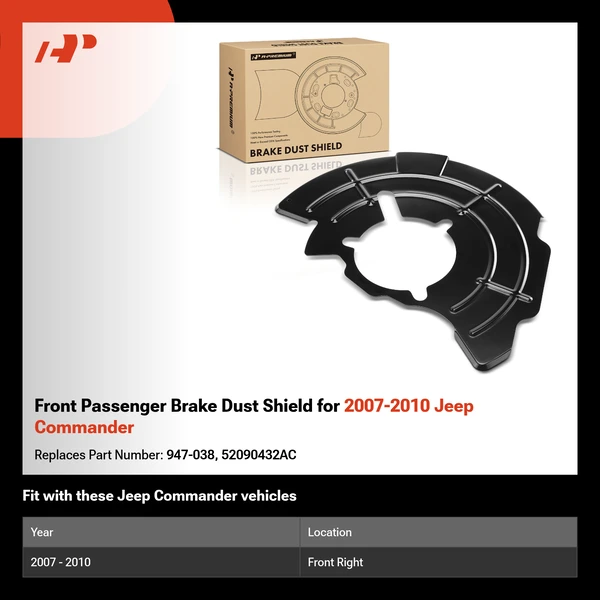 Front Passenger Brake Dust Shield for 2007-2010 Jeep Commander