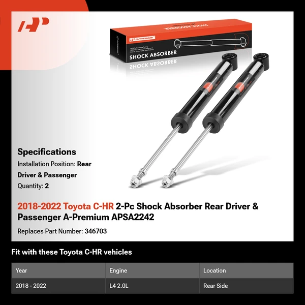2018-2022 Toyota C-HR 2-Pc Shock Absorber Rear Driver & Passenger A-Premium APSA2242