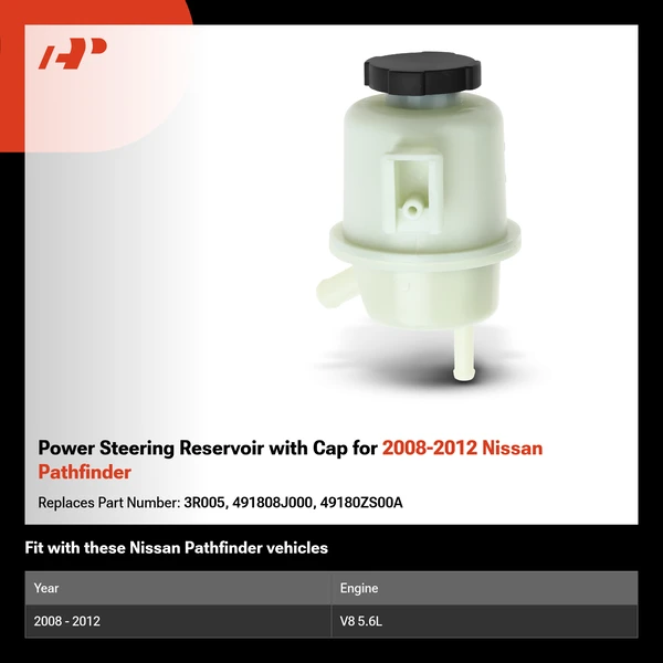 Power Steering Reservoir with Cap for 2008-2012 Nissan Pathfinder