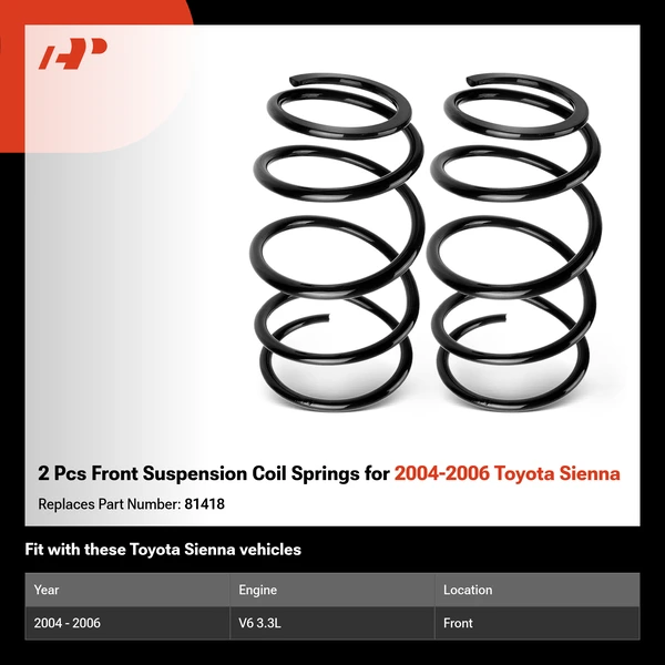 2 Pcs Front Suspension Coil Springs for 2004-2006 Toyota Sienna