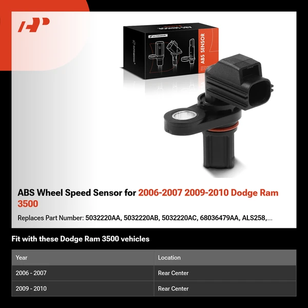 ABS Wheel Speed Sensor for 2006-2007 2009-2010 Dodge Ram 3500