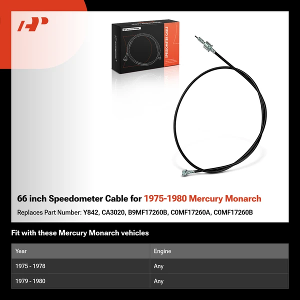 66 inch Speedometer Cable for 1975-1980 Mercury Monarch