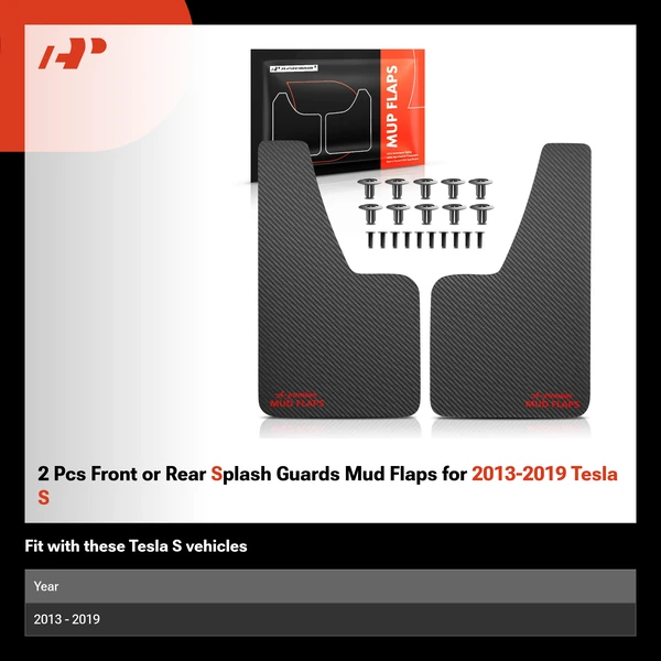 2 Pcs Front or Rear Splash Guards Mud Flaps for 2013-2019 Tesla S